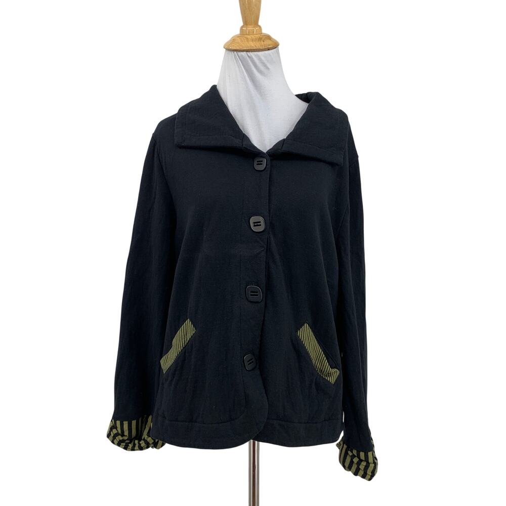 Habitat Jacket Womens L Large Black Contrast Trim Pockets Clothes To Live In